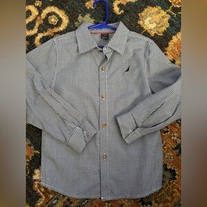 Nautica Boys Navy and White Gingham Shirt
